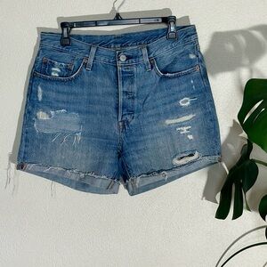 Levi's Classic Blue Distressed Jean Shorts